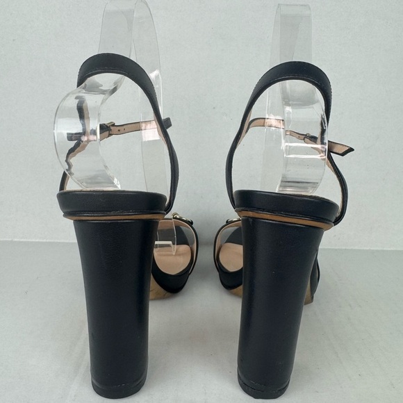Gucci Black and Gold Heeled Sandals with Ankle Strap - Picture 6 of 8